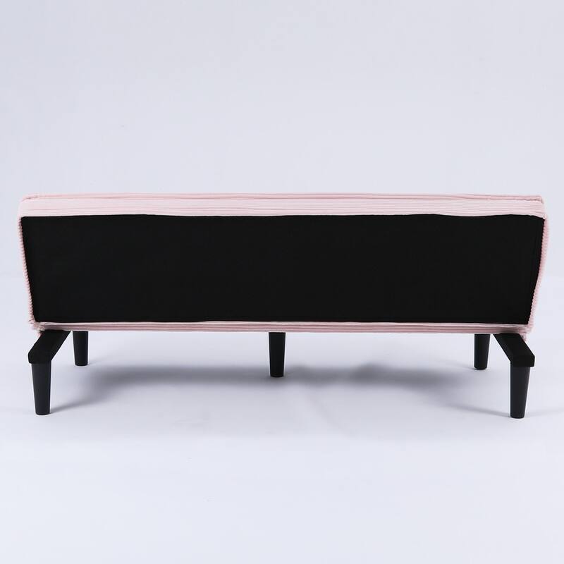 This 66-inch corduroy sofa bed can switch between the two comfortable forms