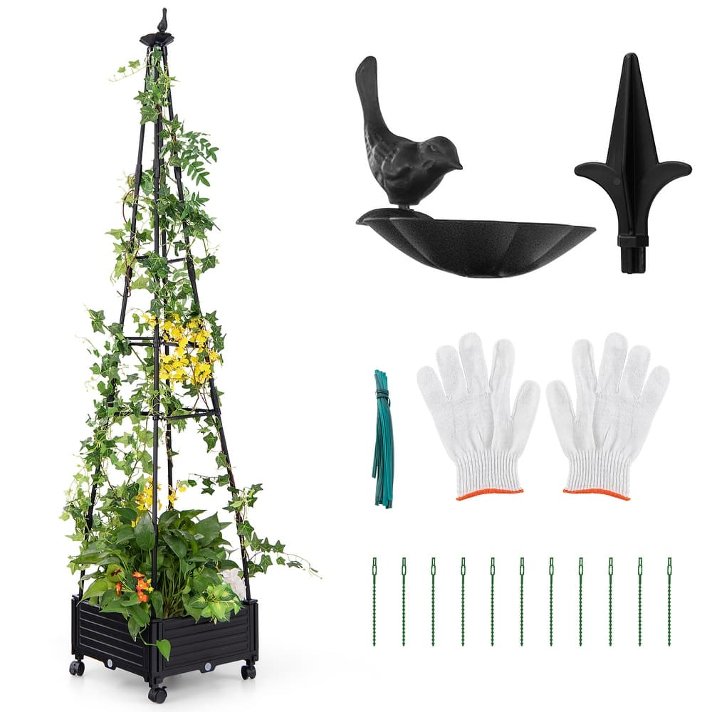 Gymax 81'' Garden Obelisk Trellis for Climbing Plants Tall Plant