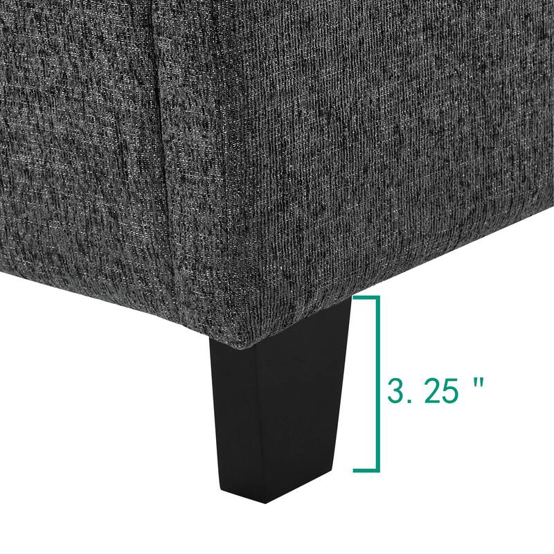 Charcoal Grey Upholstered King Size Platform Bed with Padded Headboard