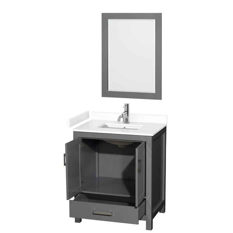 Wyndham Collection Sheffield 30" Single Bathroom Vanity, Carrara
