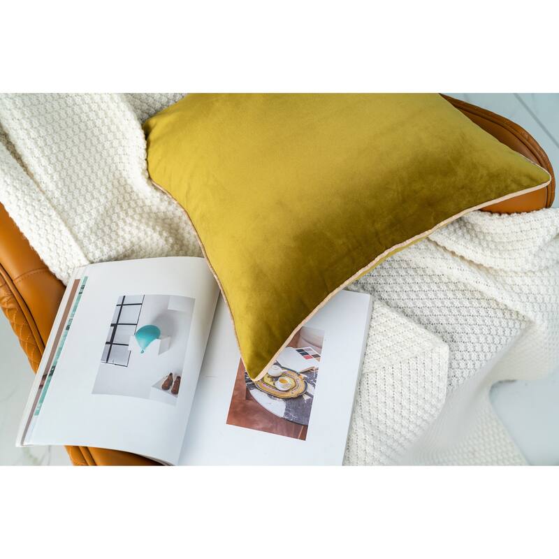 Gouchee Home Solid Velvet Mix Cushion 18 in. x 18 in. Throw Pillow - Ocher