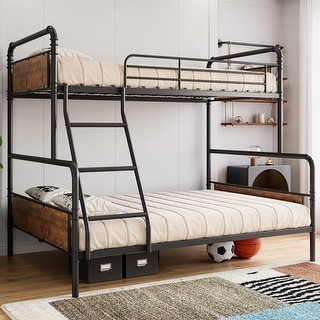 Metal Bunk Bed Twin Over Full Size with Angled Ladder - Bed Bath ...