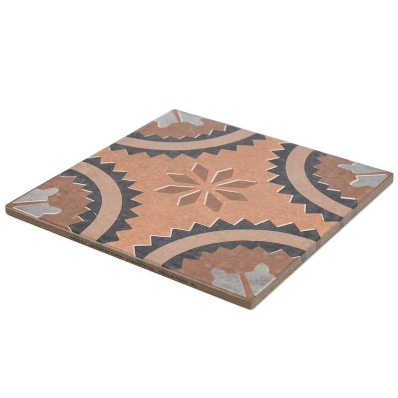 Verity Poppy 8x8 Matte Porcelain Encaustic Tile - Floor, Wall, Backsplash