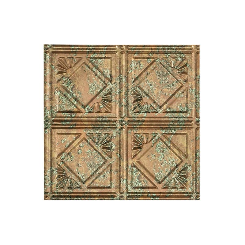 FASÄDE Traditional Style 4 Decorative Vinyl 2ft x 4ft Glue Up Ceiling Panel in Copper Fantasy (5 Pack) - 12in x 12in Sample - Copper Fantasy