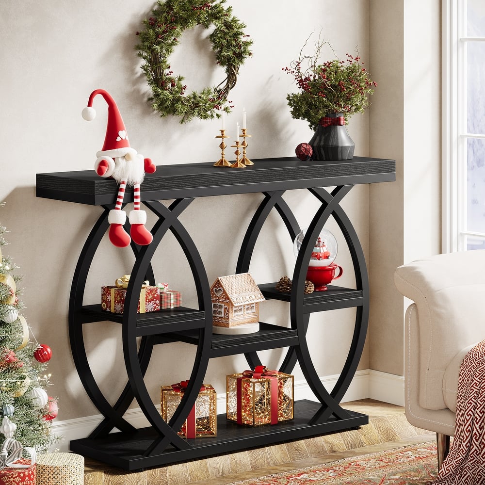 39.4" Console Table, 4-Tier Sofa Table Entryway Table for Small Spaces