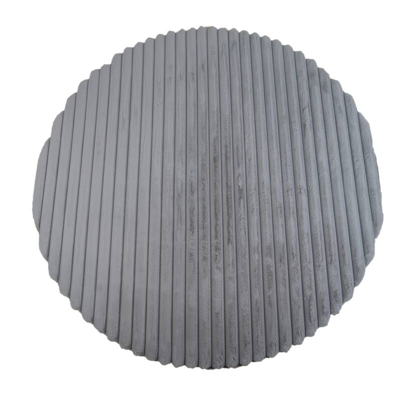 Madrid Collection Ultra Soft Ribbed Faux Fur Area Rug - Silver - Round - 7 x 7