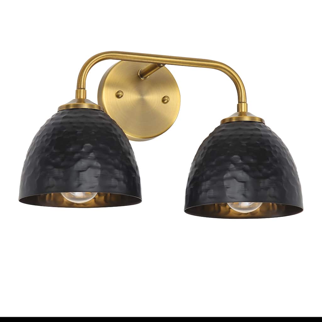 Golden Lighting Shepard 2-light Vanity in Modern Brass and Russet Clay shade