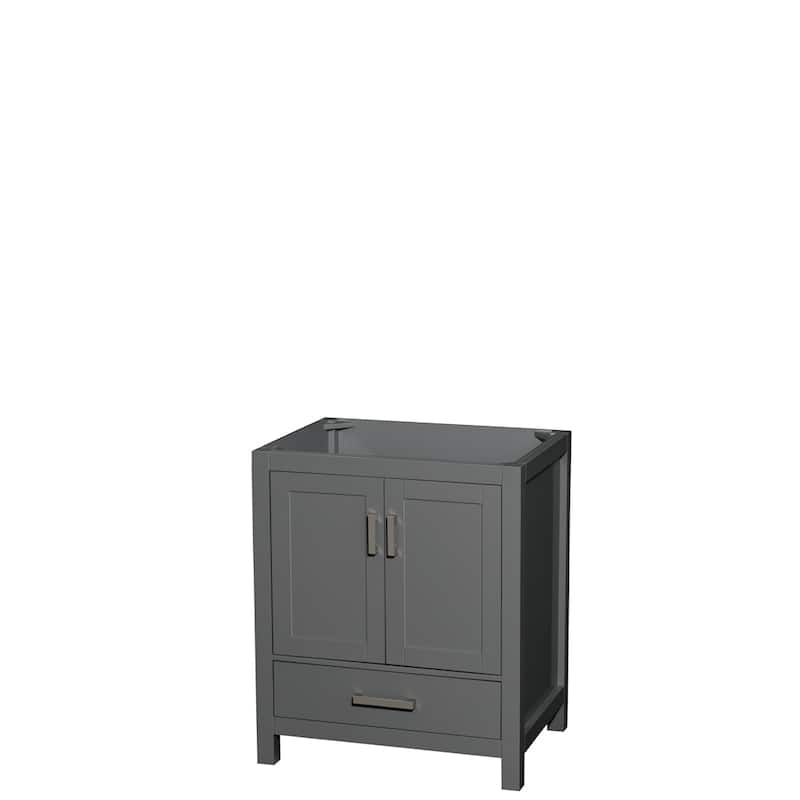 Wyndham Collection Sheffield Single Vanity Cabinet - 30-Inch Single - Dark Gray, No Top, Chrome Trim