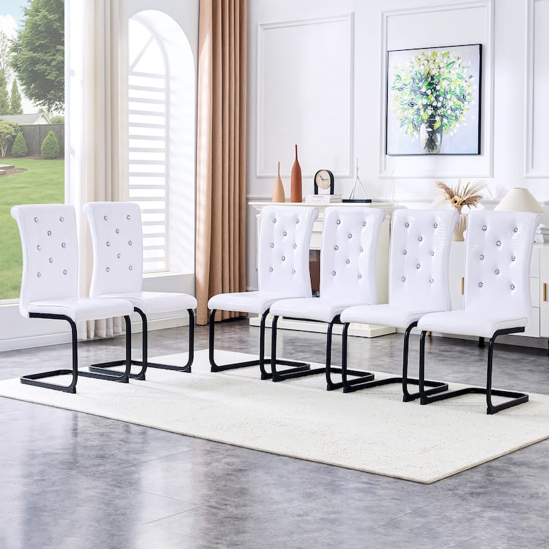 Set of 4, Retro Faux Alligator Skin Upholstered Dining Chairs, with Crystal Buckle Design and Faux Leather Design
