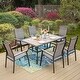 preview thumbnail 1 of 10, MAISON ARTS 7-Piece Outdoor Patio Dining Set, 1 Rectangle Table with a 1.57 Umbrella Hole & 6 Stackable Textilene Chairs