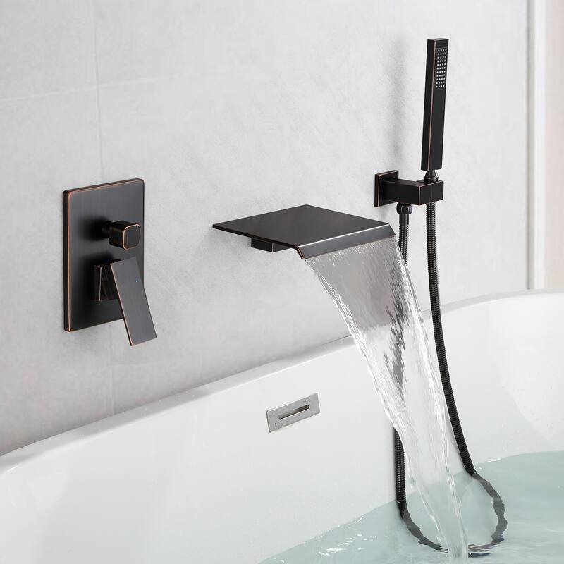 Single Handle Wall Mounted Roman Tub Faucet with Diverter and Handshower