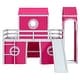 preview thumbnail 41 of 57, House Low Loft Bed with Slide & Tent Solid Wood Kids Loft Bed Frame with Tower and Ladders for Kids Teens Boys & Girls