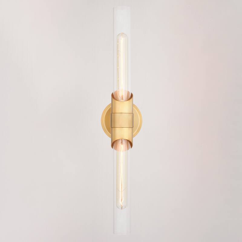 Webster 2 Light LED Compatible Contemporary Bathroom Vanity Wall Sconce Fixture Clear Glass
