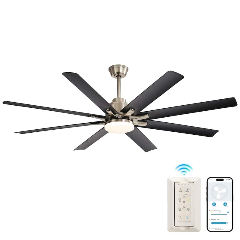 52" Ceiling Fan with Light - 6 Speeds, 8 ABS Blades, Voice Remote