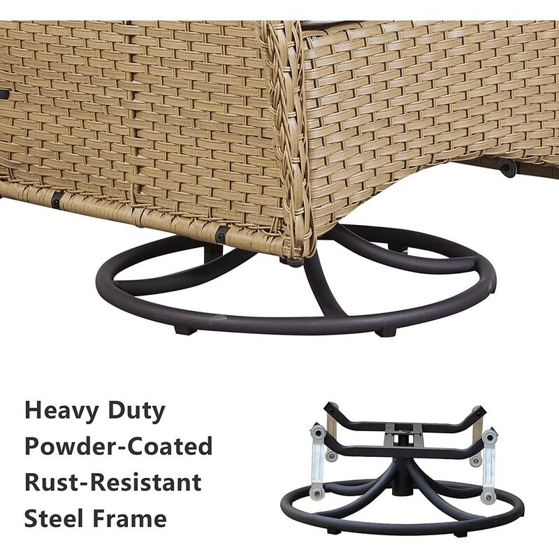Gymojoy Swivel Patio Chair & Table 3 Piece Outdoor Furniture Set