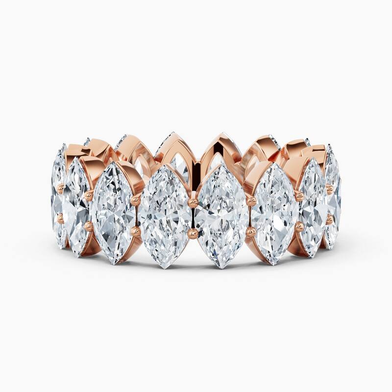 Auriya 14k Gold Marquise North-South Lab Grown Diamond Eternity Band 2.70 - 10.50 ct. tw. (F-G, VS) - 8.00 ct. wt. - 4 - Rose