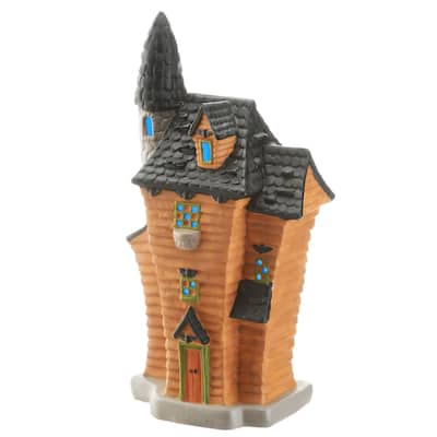 National Tree Company Halloween Pre-Lit Haunted House Decoration, LED Lights, 12 Inches - 12 in
