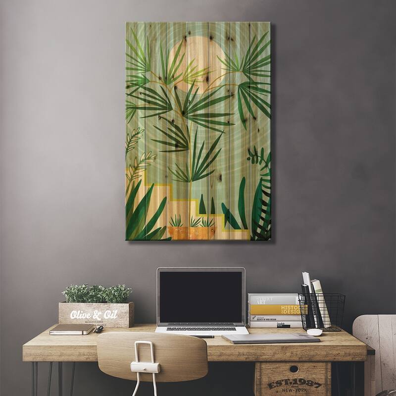 Summer Moon Print On Wood by Modern Tropical - Multi-Color