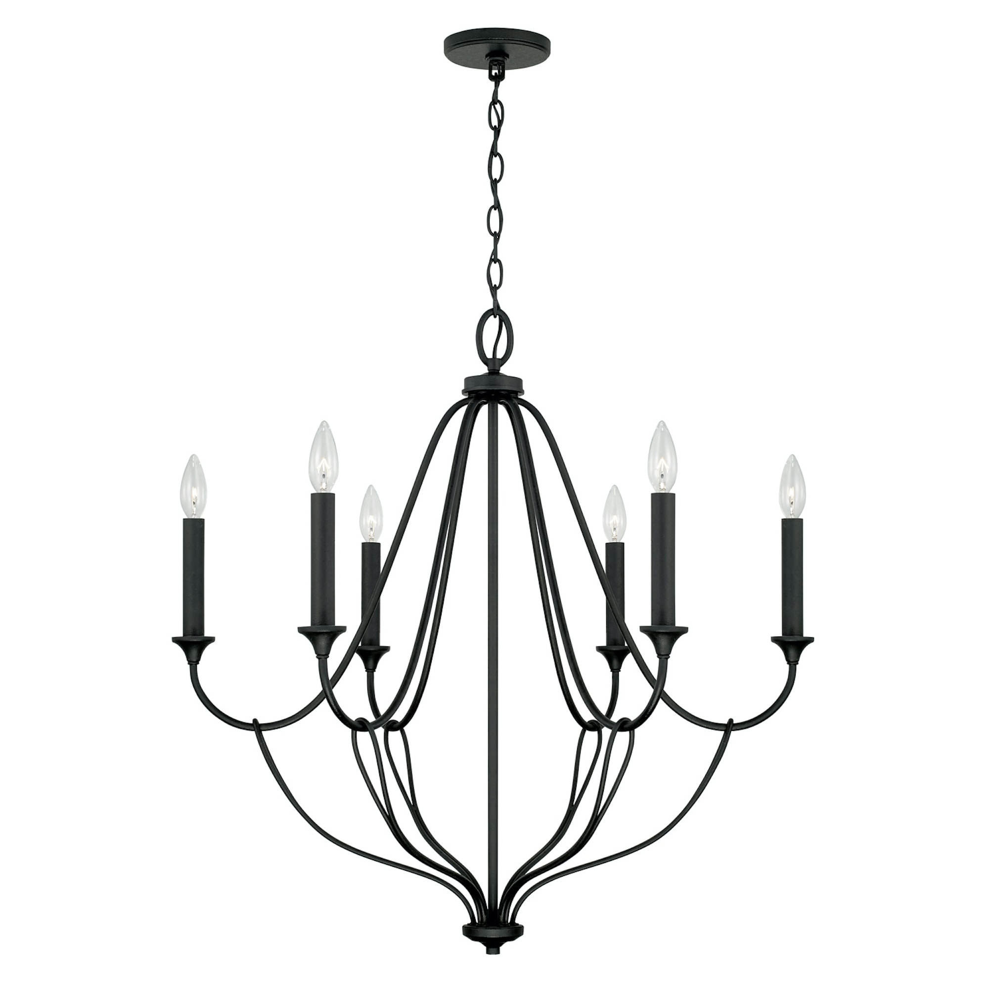 Bentley 30" 6-light Black Iron Chandelier