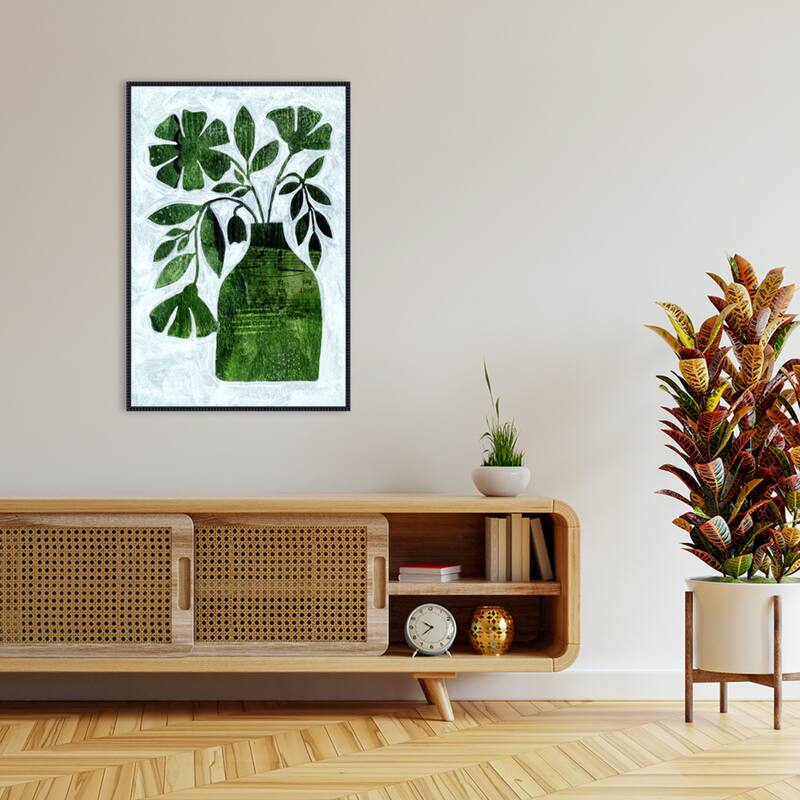 Abstract Green Floral No 2 by Susan Black Framed Canvas Wall Art Print