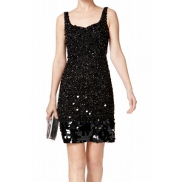 adrianna papell black sequin dress
