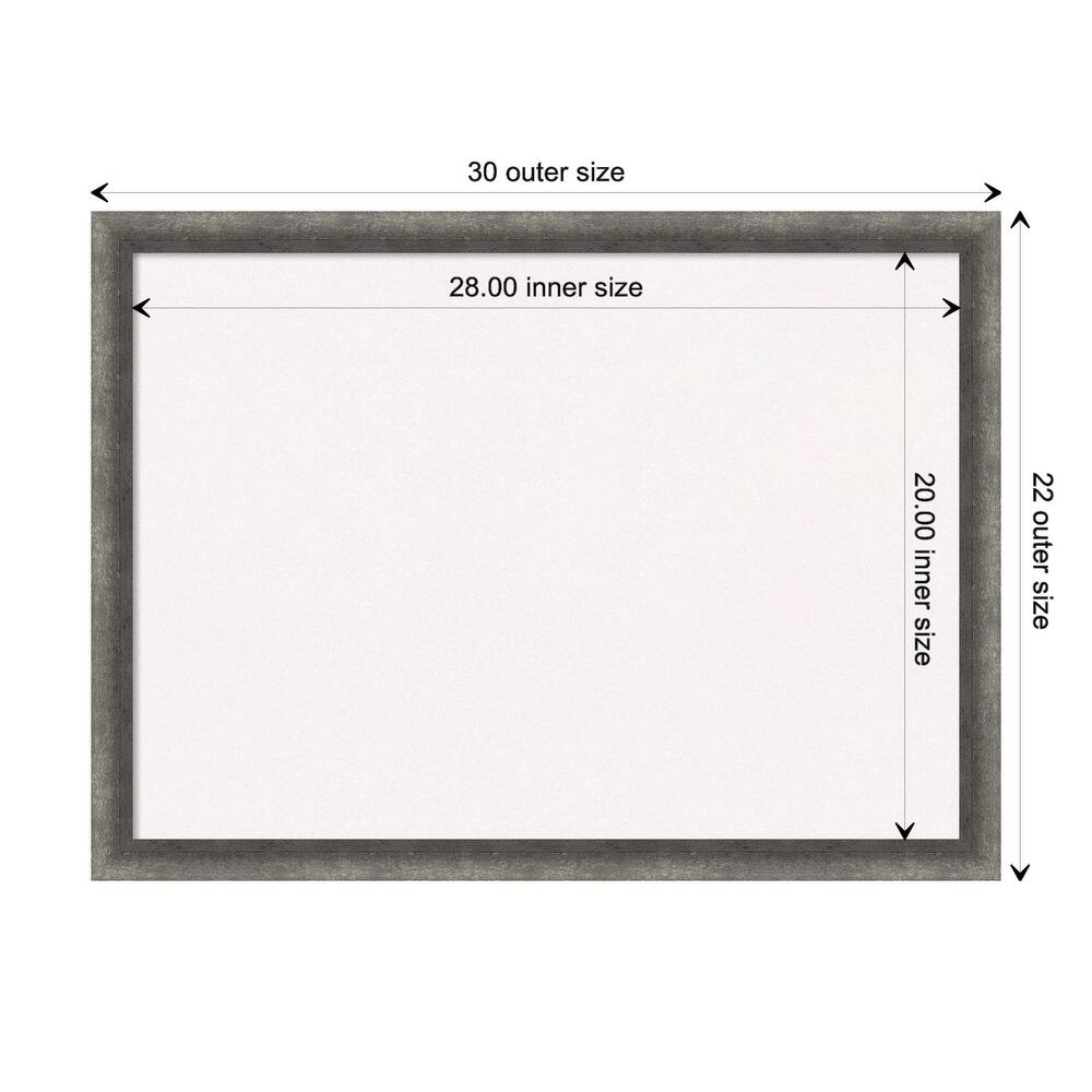 Burnished Concrete Narrow Wood Framed White Corkboard Bulletin Board