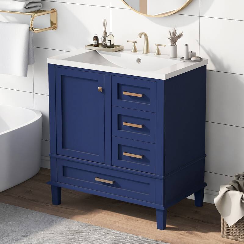 Modern Bathroom Vanity Cabinet with Sink, a Soft Closing Door & 3 Drawers