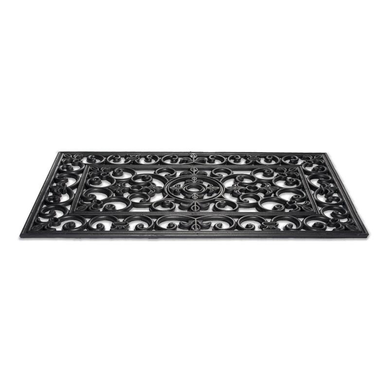 J & M Home Fashions 18" X 30" Natural Rubber Wrought Iron Floor Mat