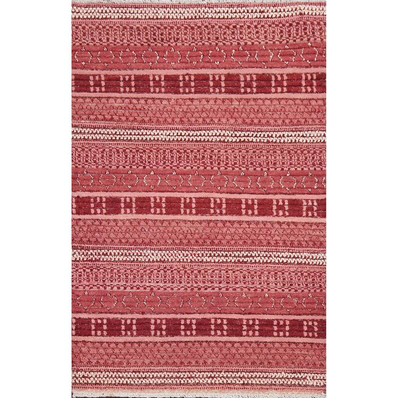Geometric Oriental Gabbeh Kashkoli Area Rug Wool Hand-knotted Carpet - 3'2" x 4'9"