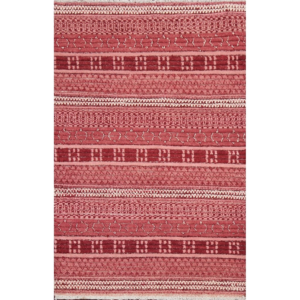 Geometric Oriental Gabbeh Kashkoli Area Rug Wool Hand-knotted Carpet - 3'2" x 4'9"