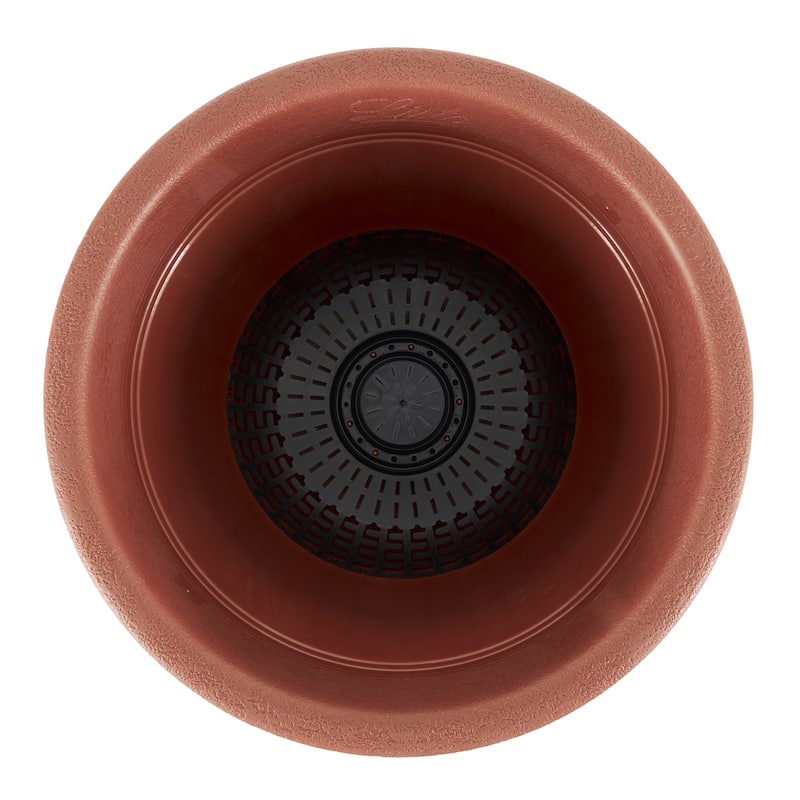 Listo SRA13001P05 13-Inch Round Outdoor Plastic Sierra Planter, Rustic Redstone - 13"