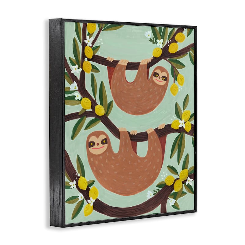 Stupell Hanging Sloths from Lemon Tree Framed Giclee Art Design By Irene Chan