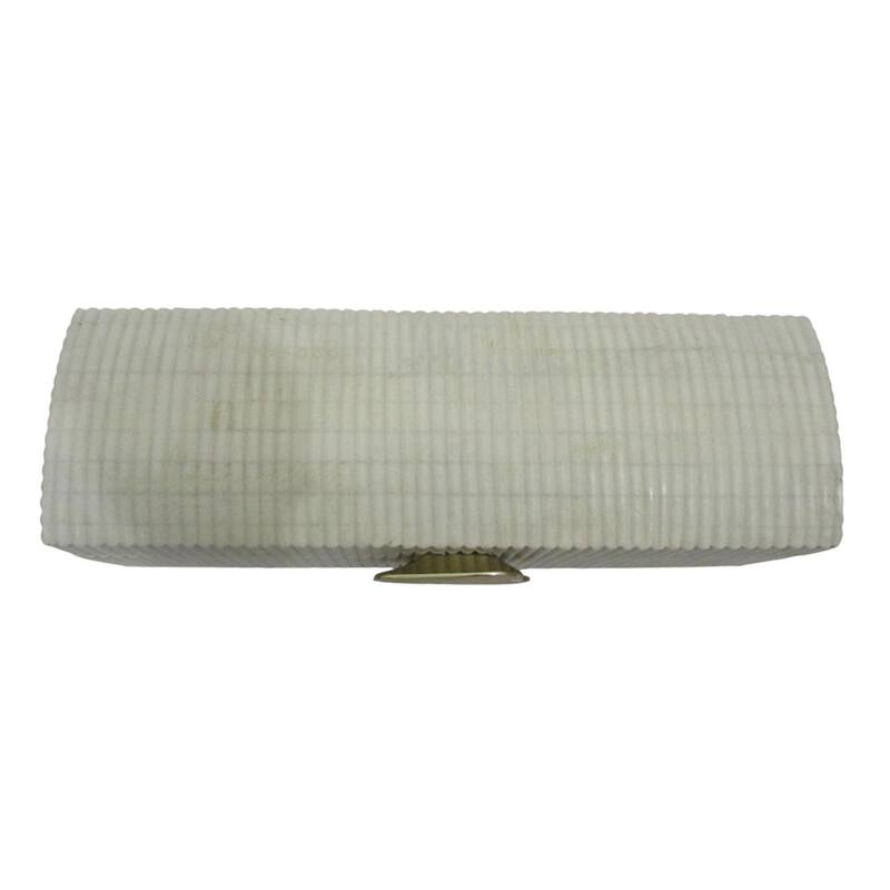 Resin Storage Box Grooved Texture with Metallic Accent - 6" Cream - 16.25" x 5.5" x 5.5"