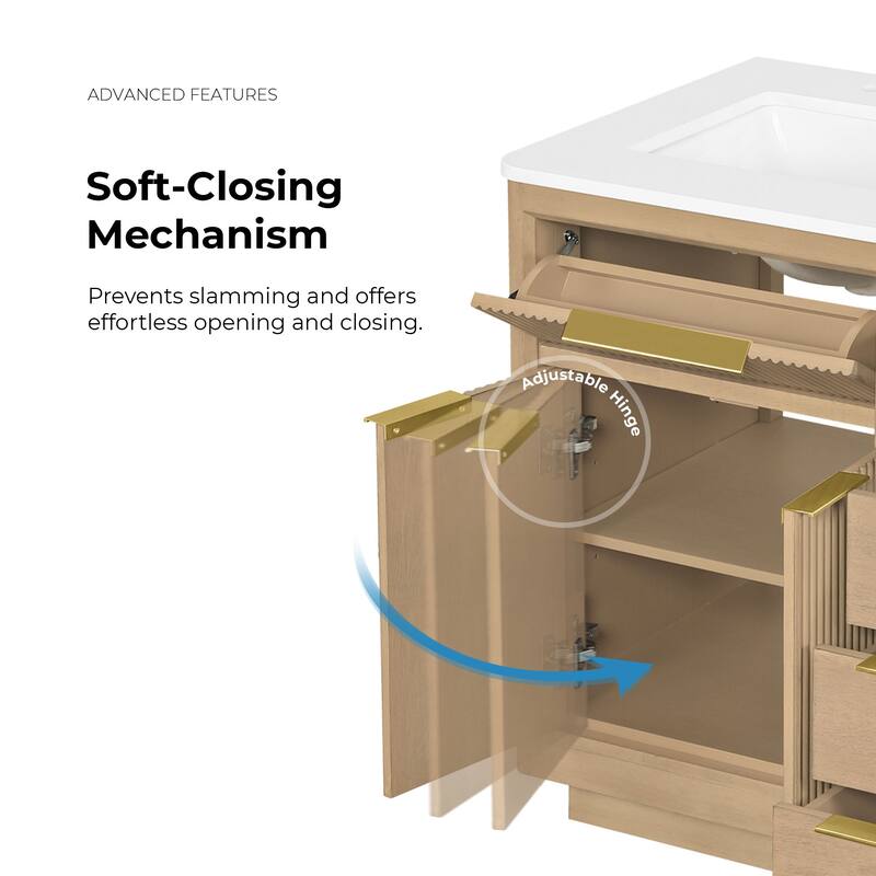 OVE Xander Bathroom Vanity with White Engineered Stone Top