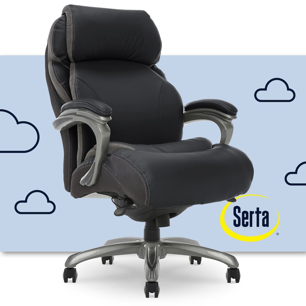 Serta Jackson Big and Tall Executive Office Chair with Smart Layers Technology, Bonded Leather