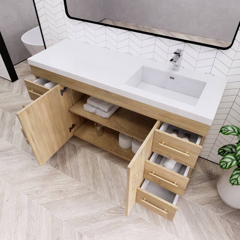 Eliza 60'' Freestanding Vanity Single Sink on the Right