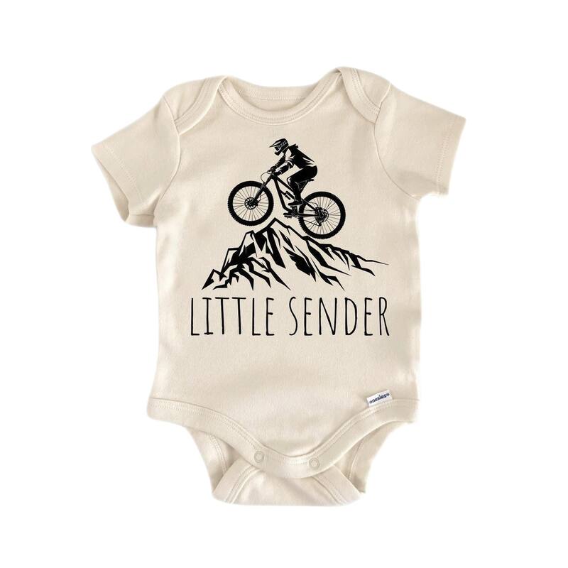 Little Sender Mountain Bike - Baby Boy Girl Clothes Infant Bodysuit Funny Cute Newborn - White - 3-6M