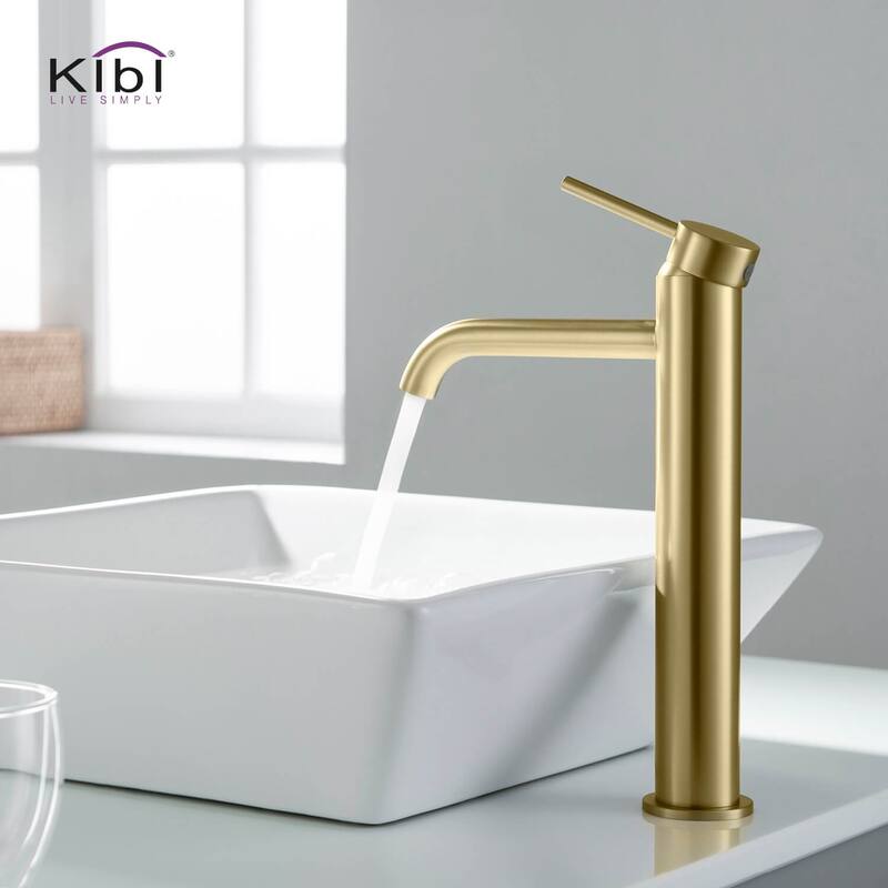 Luxury Solid Brass Single Hole Bathroom Vessel Sink Faucet