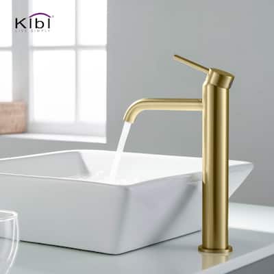 Luxury Solid Brass Single Hole Bathroom Vessel Sink Faucet