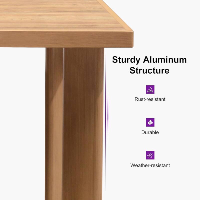 PURPLE LEAF Dining Set Patio Metal Rectangular Table and Wicker Rattan Chairs for Outside Porch Modern Outdoor Furniture Sets