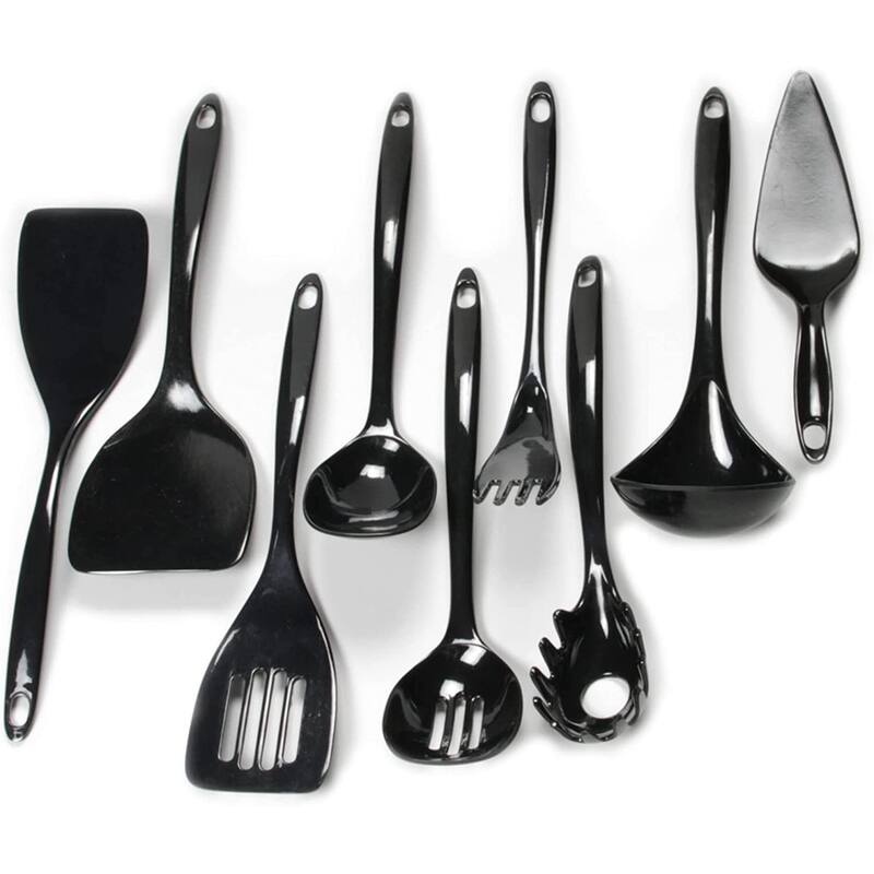Chef Craft 9 Piece Basic Melamine Kitchen Utensil Tool Set - Black