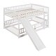 preview thumbnail 8 of 14, Full Over Full Low Bunk Bed with Fence and Ladder for Toddler Kids Teens,Elegant Children Bed,White