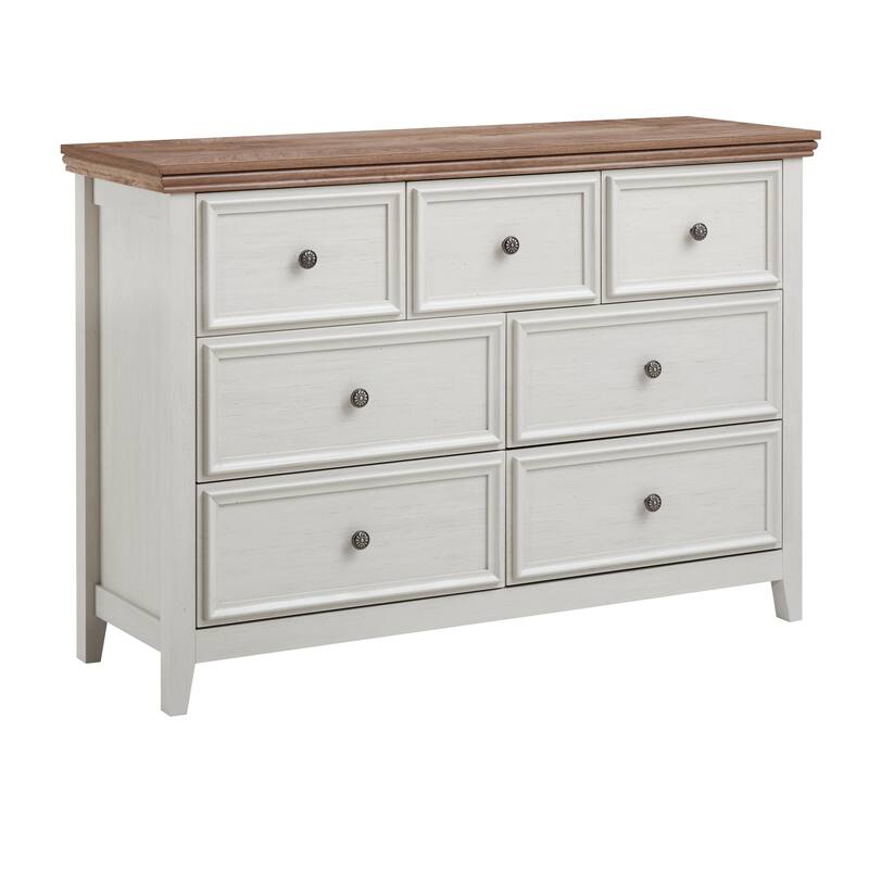 Beige Modern 7-Drawer Dresser, Spacious Clothes Storage Cabinet