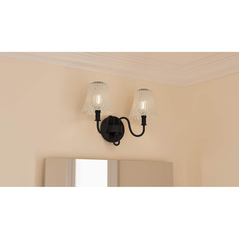 McKinney 2-Light Matte Black Bath Light