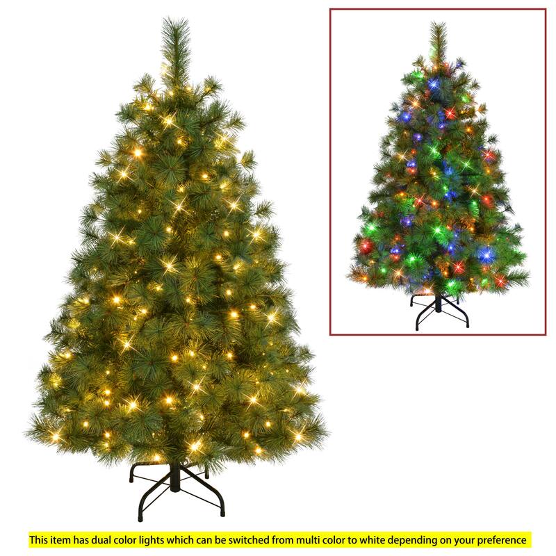 Puleo International 4.5' Pre-Lit Artificial Colorado Pine Christmas Tree with 150 Dual Function LED Lights
