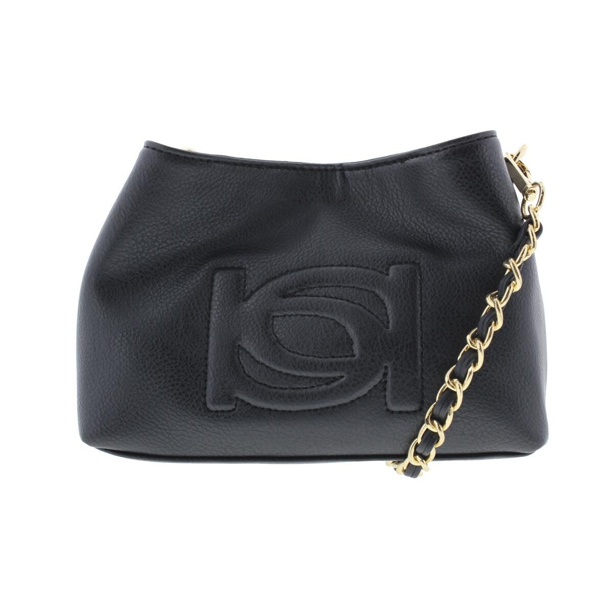 Bebe Womens Lara Crossbody Handbag Faux Leather Embossed Small Overstock