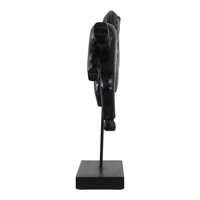 Wood Carved Horse Figurine Sculpture Statue Home Decor - 19" Black - 16" x 4.5" x 19"