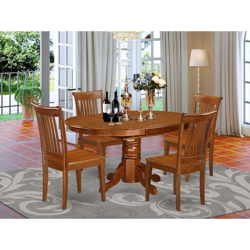 East West Furniture 5 Piece Dining Room Table Set Includes an Oval Kitchen Table and Dining Chairs, Saddle Brown (Seat Options)