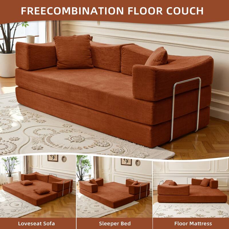 2-in-1 Convertible Sofa Bed, Memory Foam Mattress, No Assembly, Space-Saving for Living Room, Bedroom