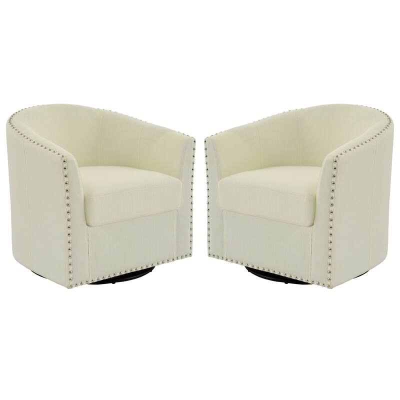 Nailhead Trim Upholstered Swivel Accent Chairs Set of 2